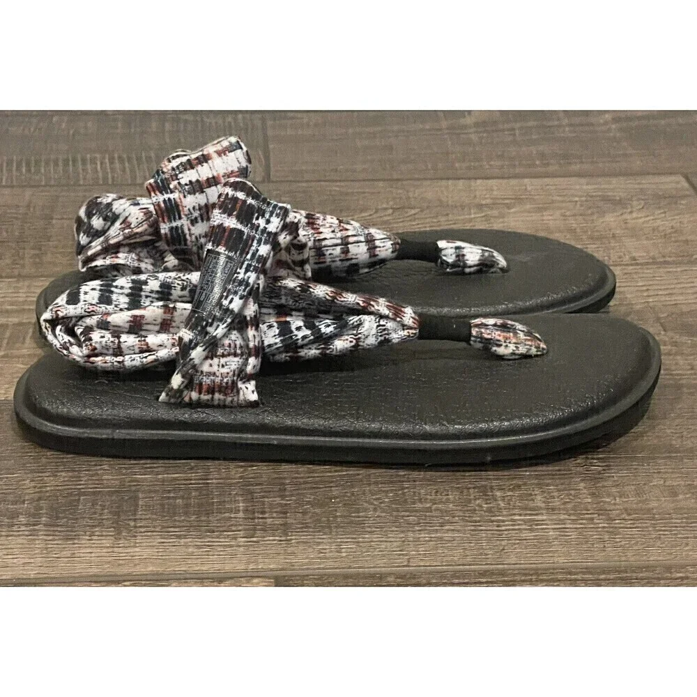 Sanuk Womens Size 7 Yoga Mat Sling Back Flip Flops Beach Comfort Sandals